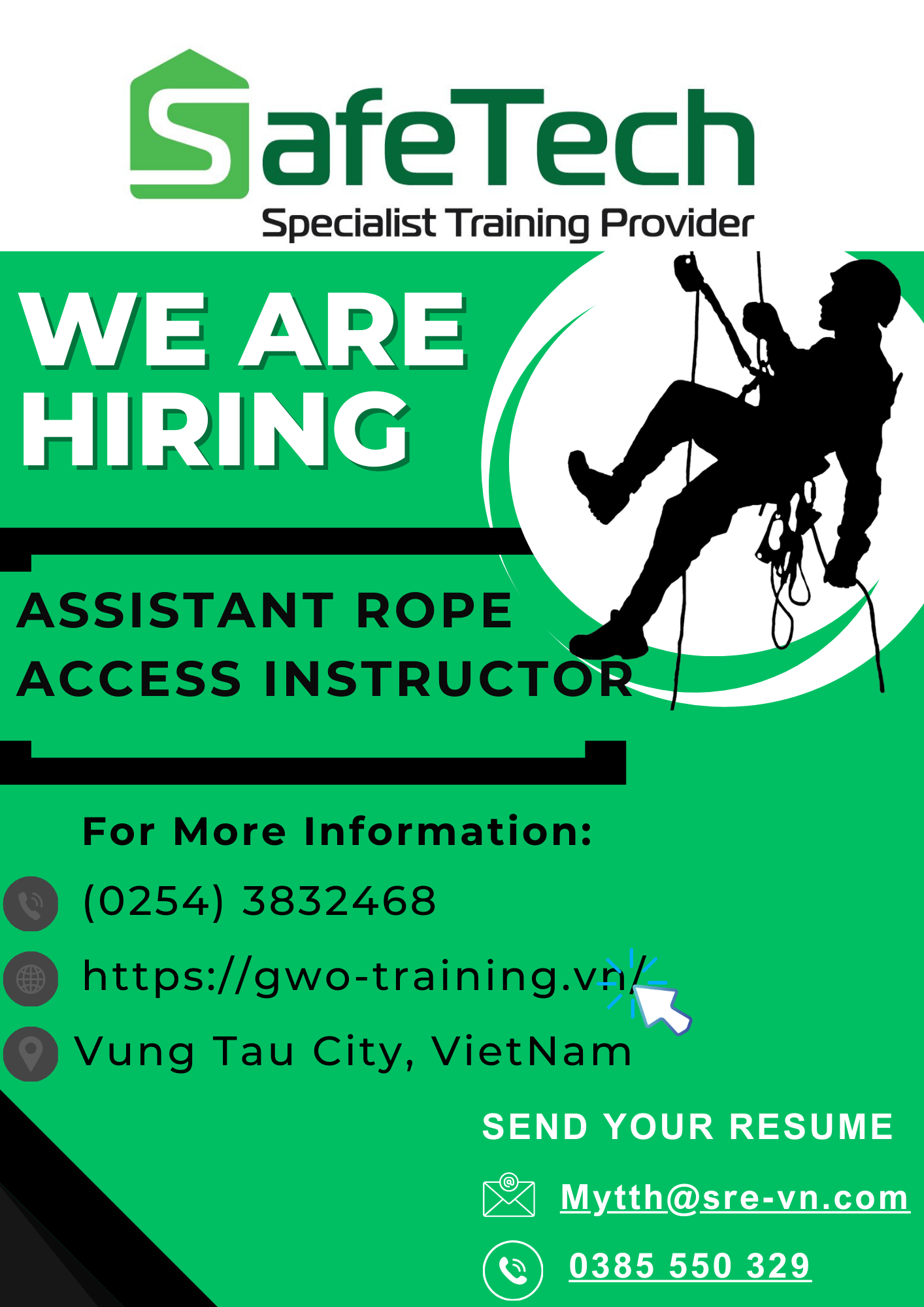 WE ARE HIRING !!! Assistant Rope Access Instructor Safetech